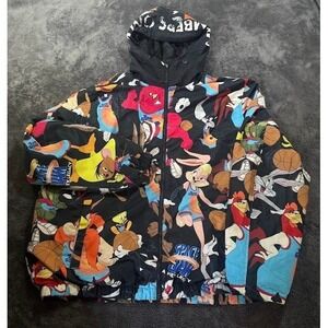 Members Only Looney Tunes Space Jam A New Legacy Windbreaker Jacket Men XL Black